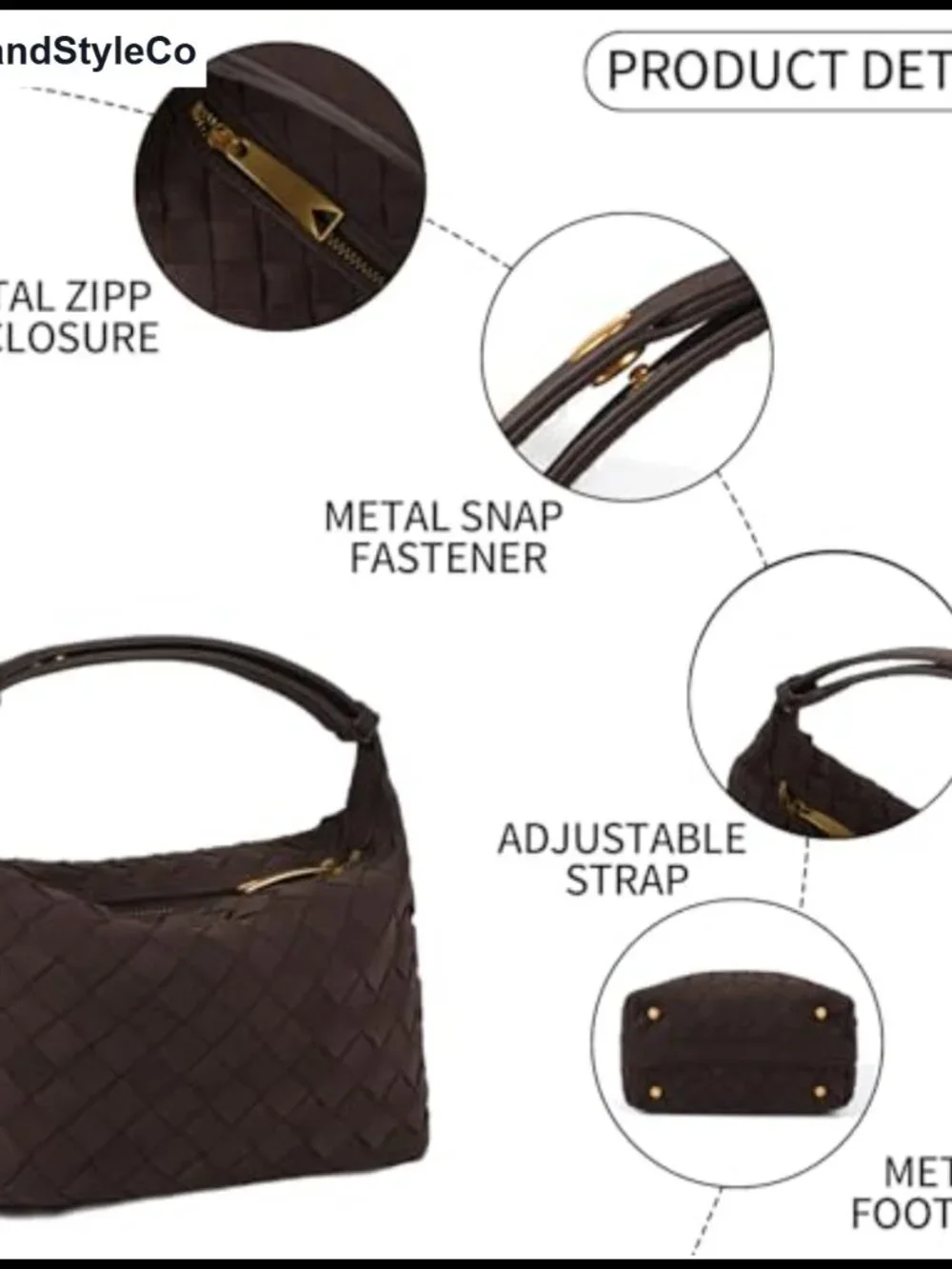 Faux Suede Woven Hobo Handbag Women Shoulder Bag Mini Purse